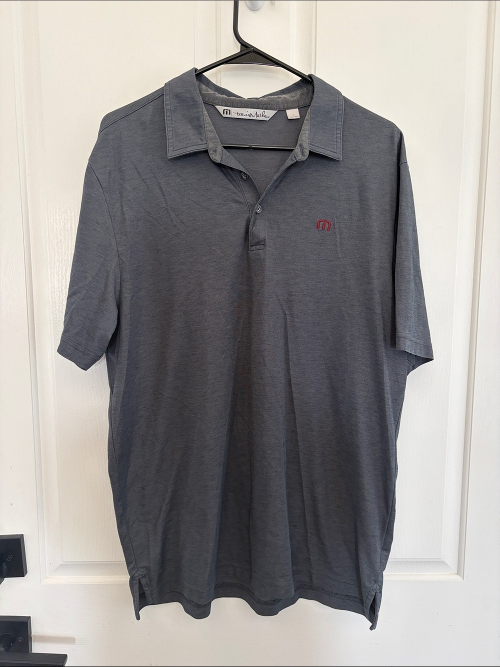 Travis Mathew Men's Charcoal Polo with Red Logo